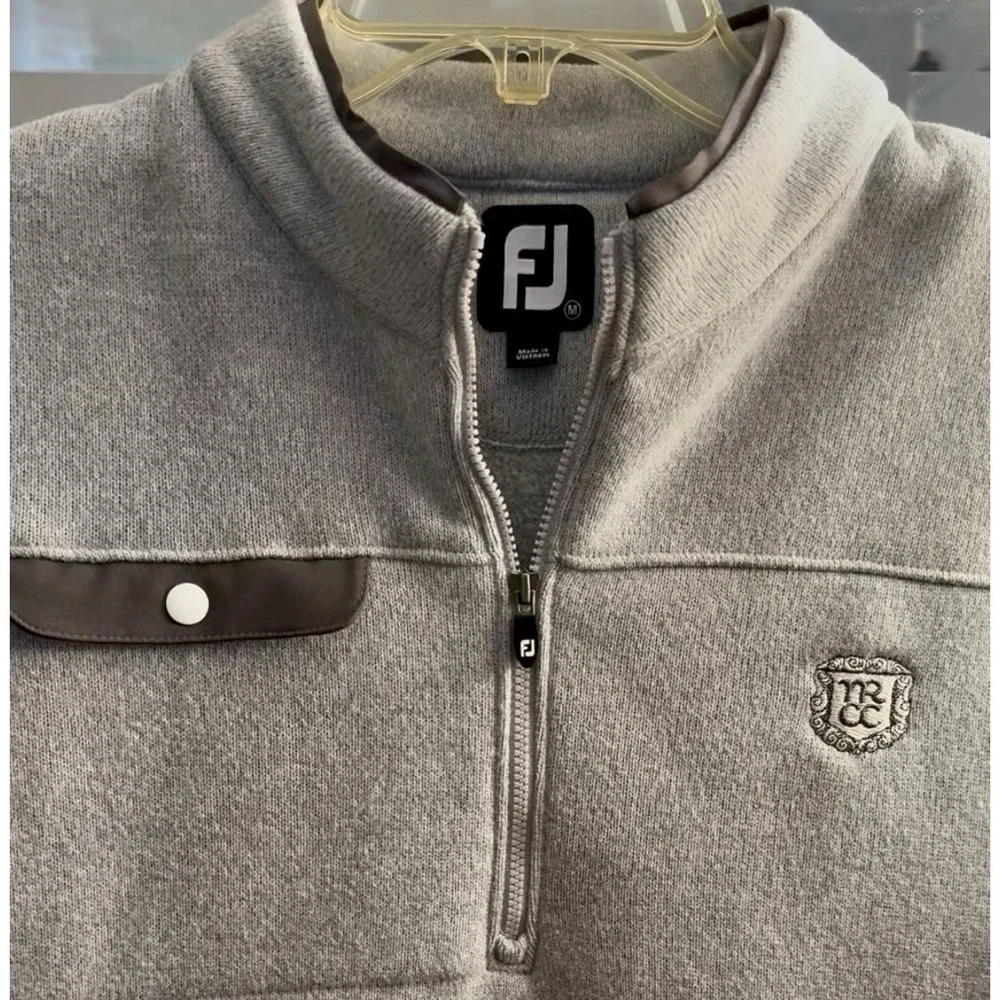 FootJoy FJ 1/4 Zip Fleece Golf Vest Men's Size Medium Gray Pullover Snap Pocket